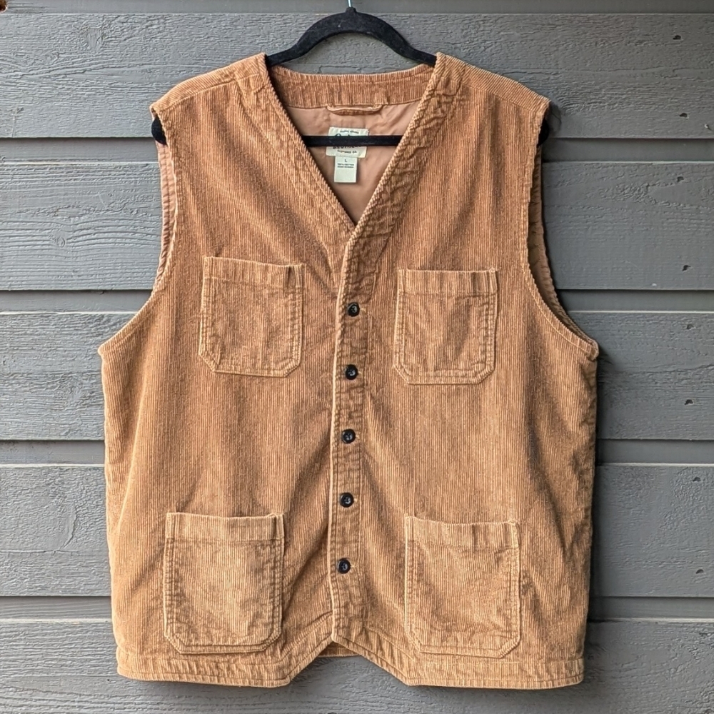 Orton Brothers Country Corduroy Vest Khaki Tan Size Large Western Farm